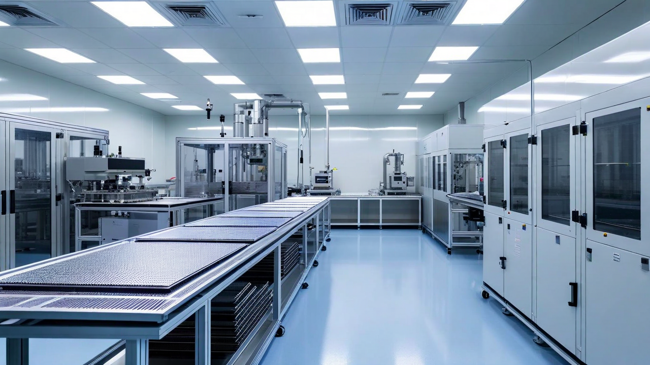 Advanced semiconductor fabrication cleanroom environment with precision lithography equipment